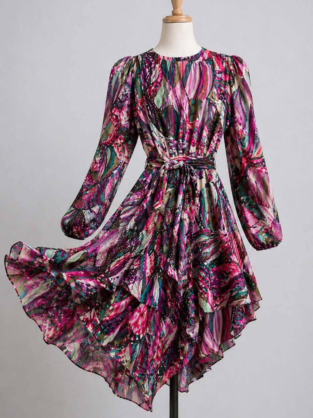 CQ BY CQ Long Sleeve Wave Mini Party Dress Size Small NWT